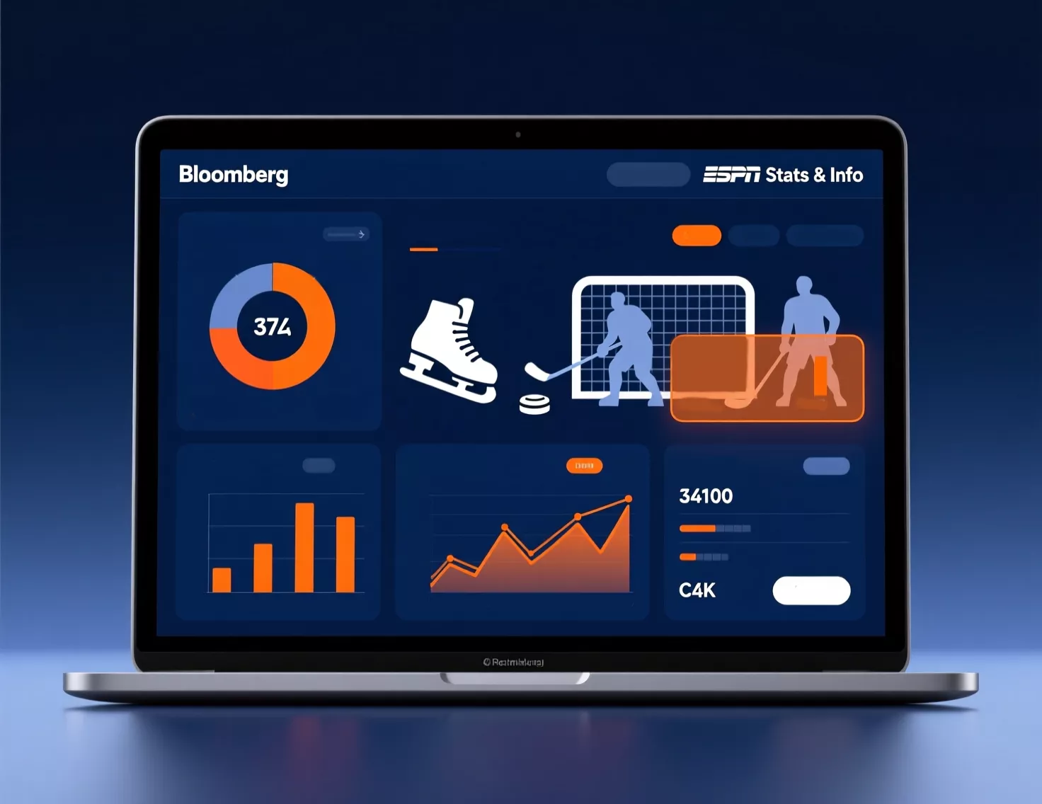Analytisch dashboard met hockey statistieken en wedstrategie data