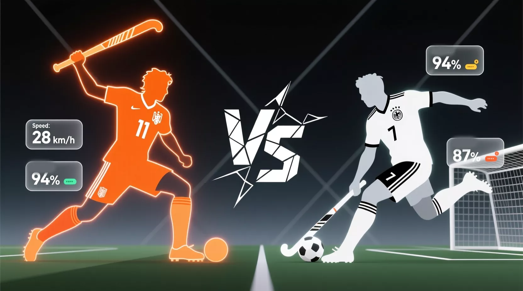 Vergelijking van sleutelspelers Nederland versus Duitsland hockey